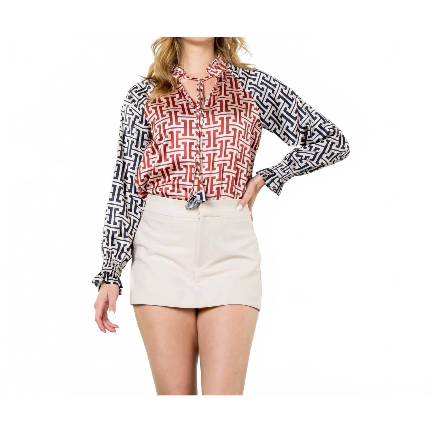New Thml Labyrinth Long Sleeve Blouse In Autumn